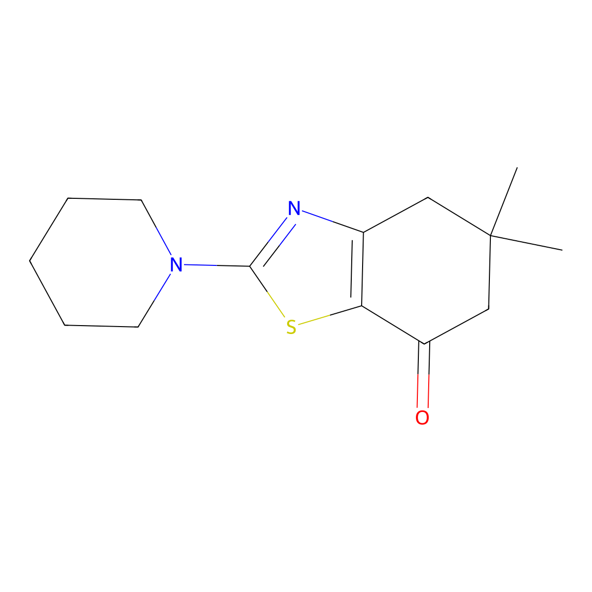 5,5-dimethyl-2-(piperidin-1-yl)-5,6-dihydrobenzo[d]thiazol-7(4H)-one molecular structure, CAS 15091-02-8