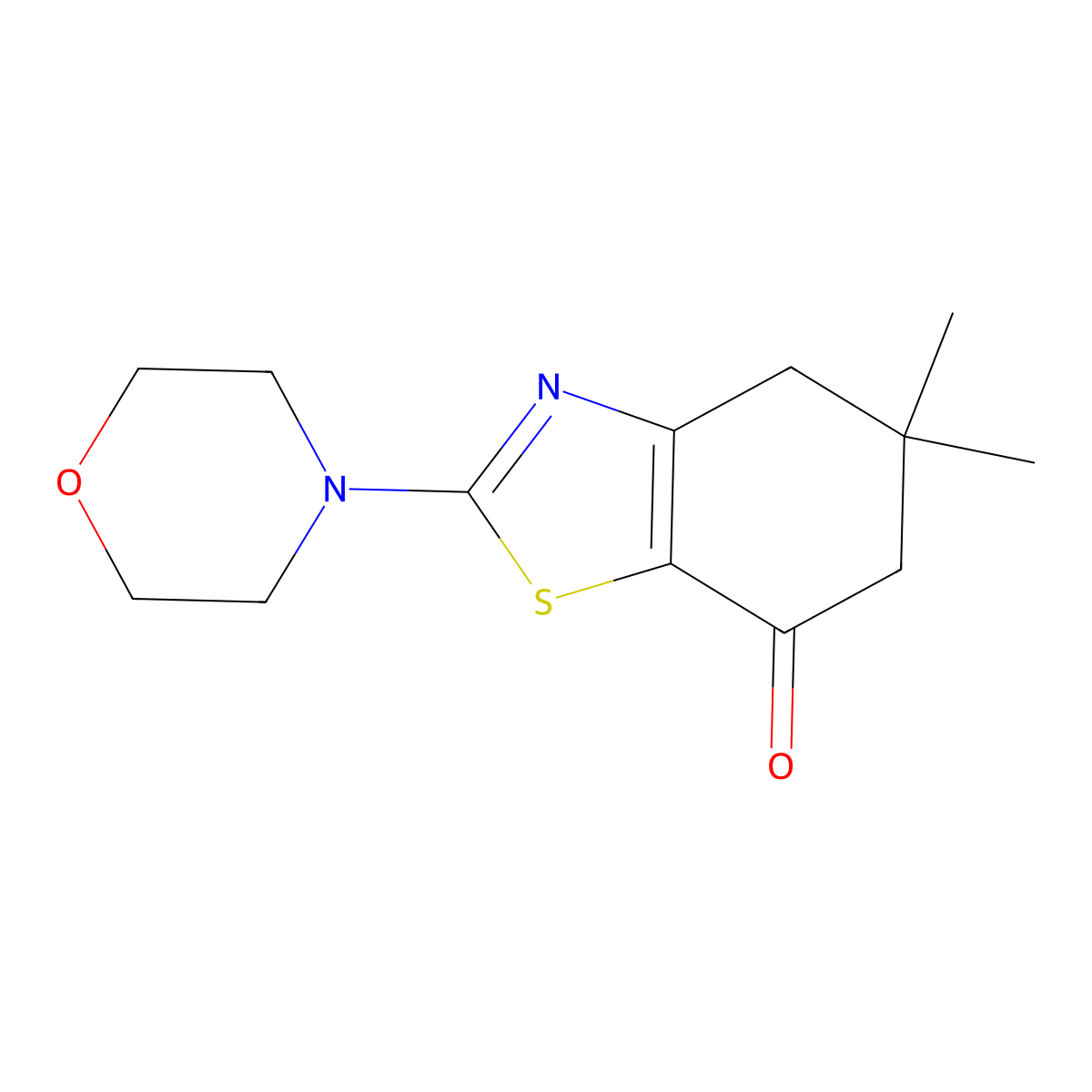 5,5-dimethyl-2-morpholin-4-yl-5,6-dihydro-1,3-benzothiazol-7(4H)-one molecular structure, CAS 15091-04-0