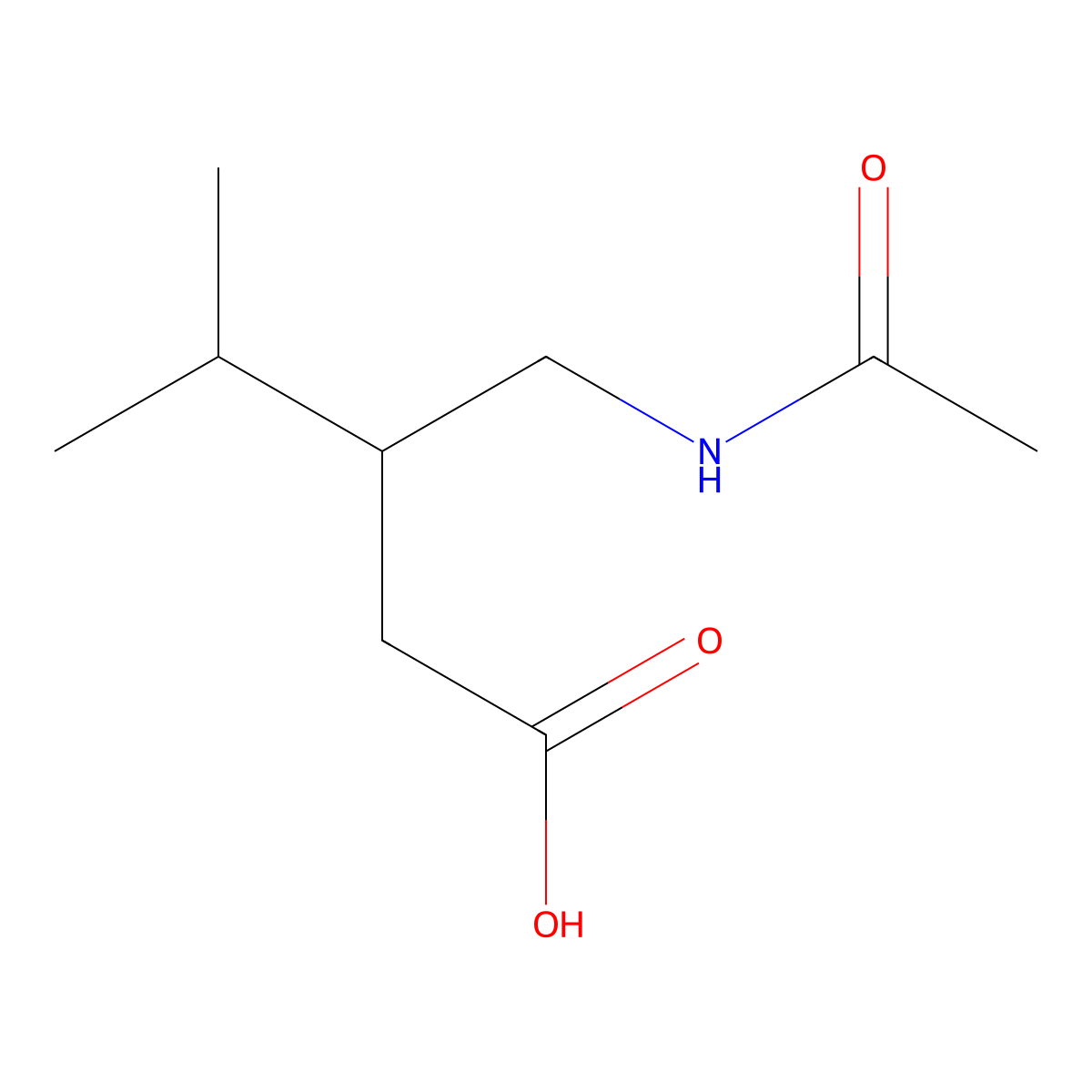 3-(Acetamidomethyl)-4-methylpentanoic acid molecular structure, CAS 1509117-66-1