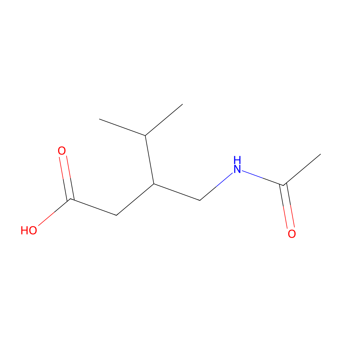 3-(Acetamidomethyl)-4-methylpentanoic acid molecular structure, CAS 1509117-66-1