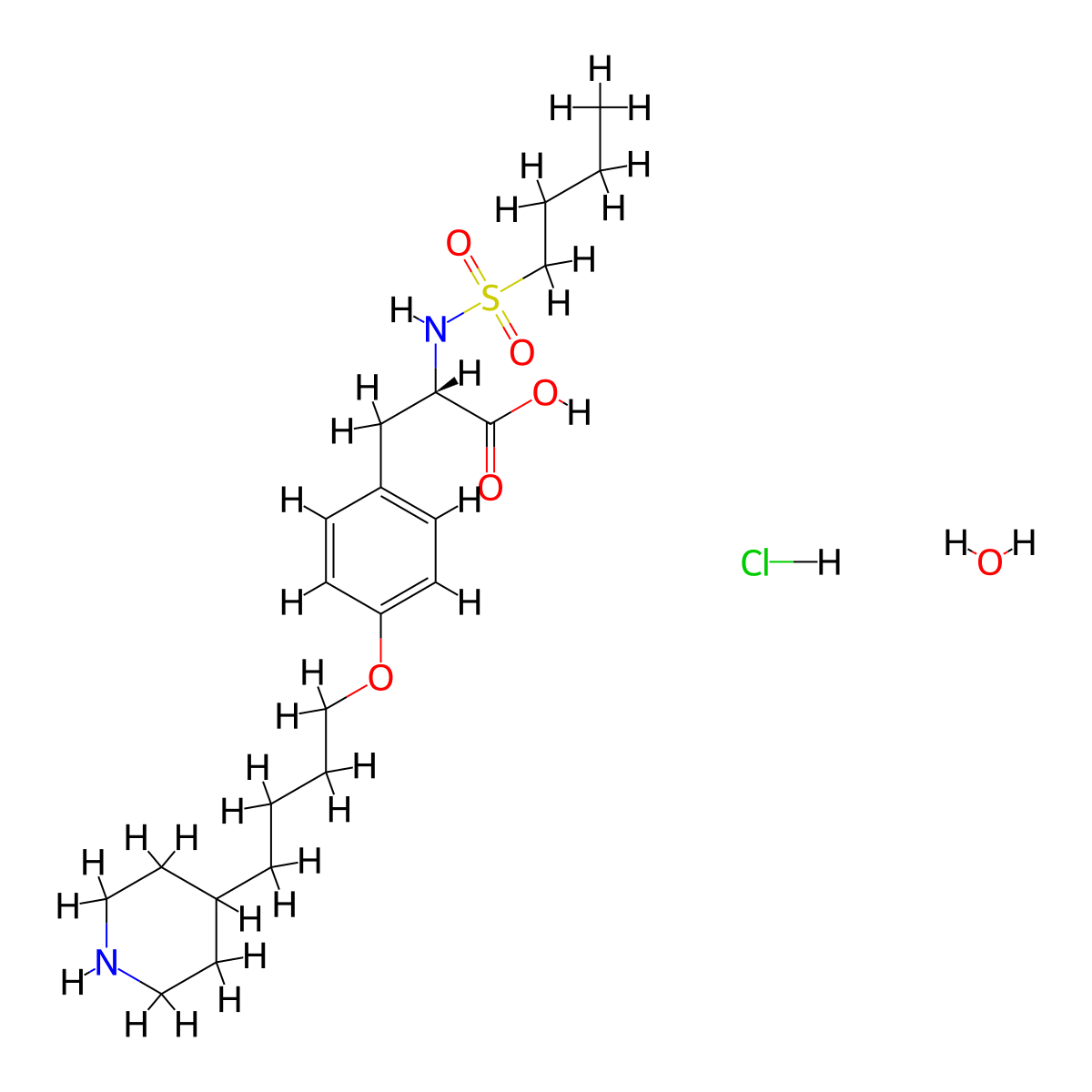 Tirofiban hydrochloride monohydrate molecular structure, CAS 150915-40-5
