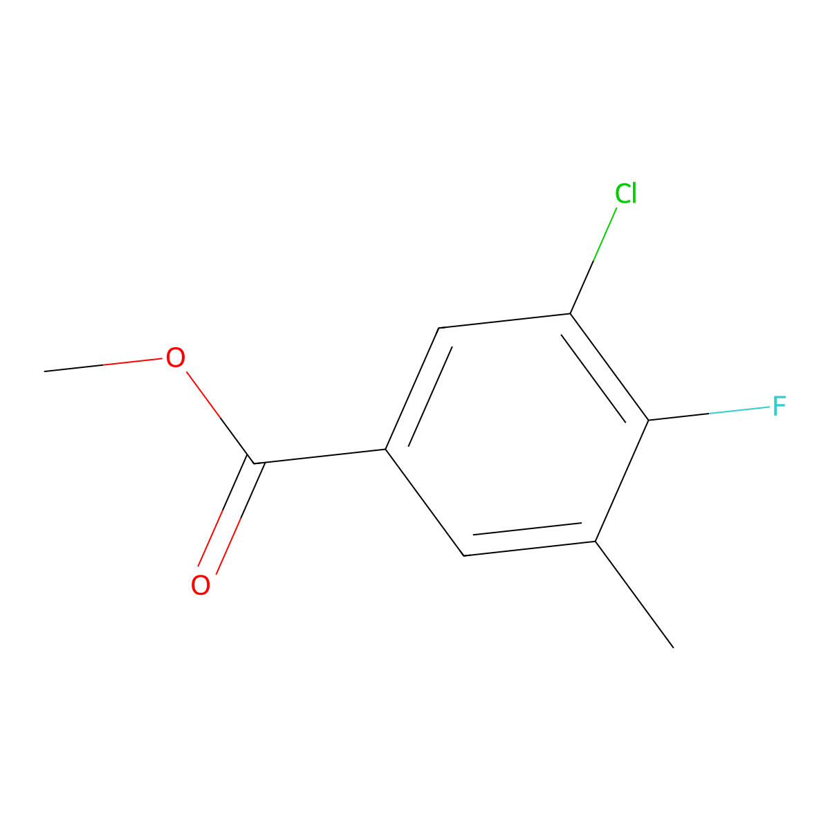 Methyl 3-chloro-4-fluoro-5-methylbenzoate molecular structure, CAS 1509153-03-0