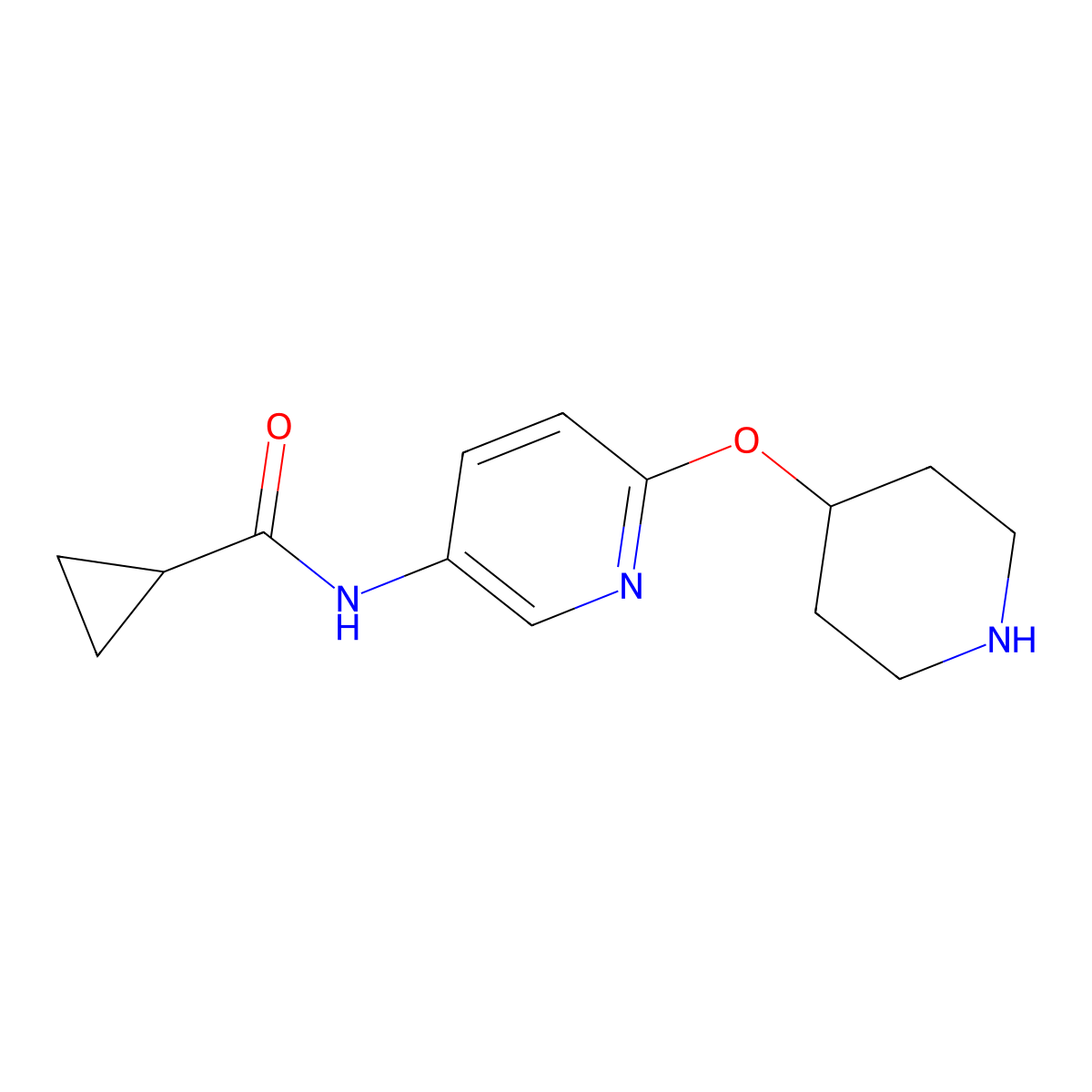 N-[6-(4-Piperidinyloxy)-3-pyridinyl]cyclopropanecarboxamide molecular structure, CAS 1509163-45-4