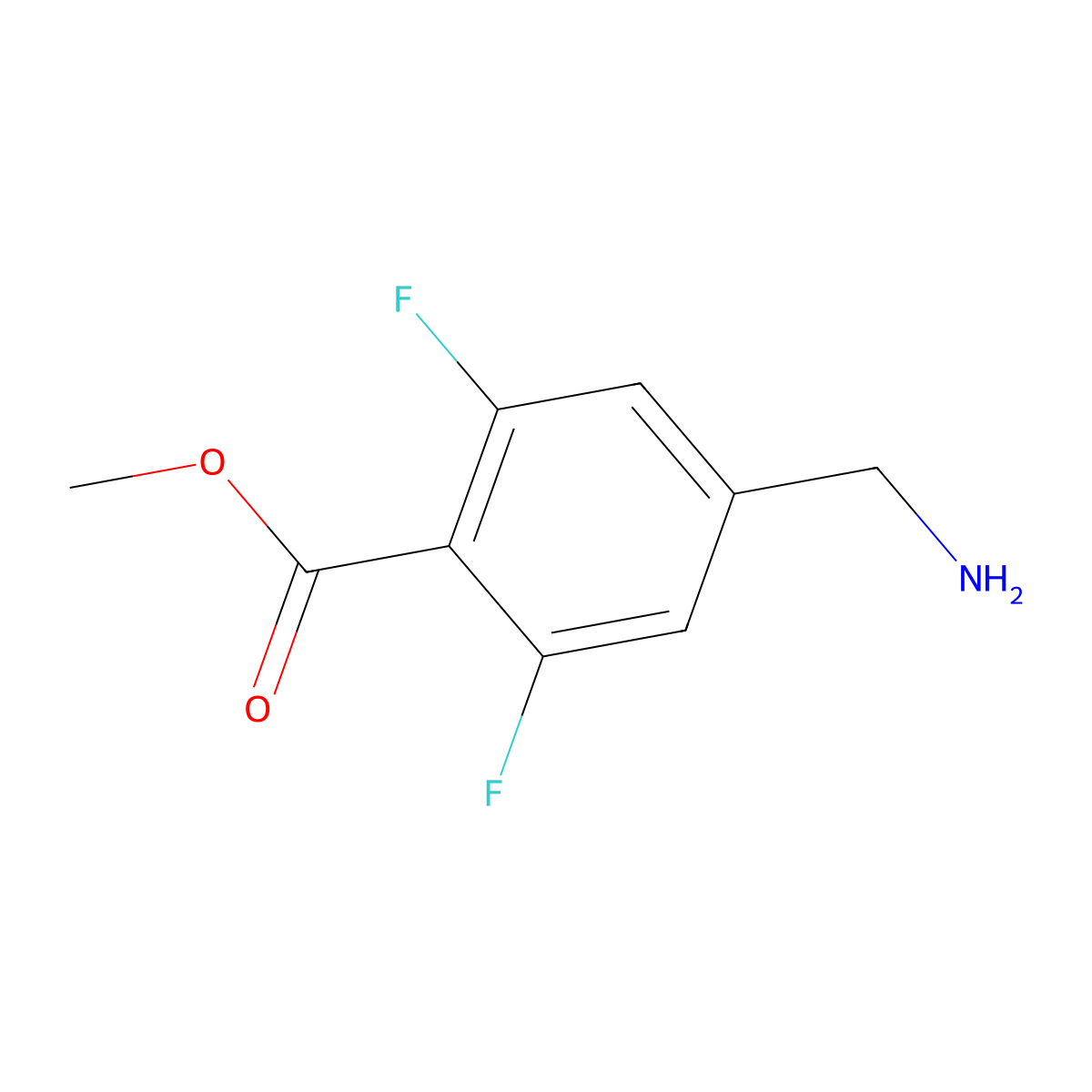 Methyl 4-(aminomethyl)-2,6-difluorobenzoate molecular structure, CAS 1509169-75-8