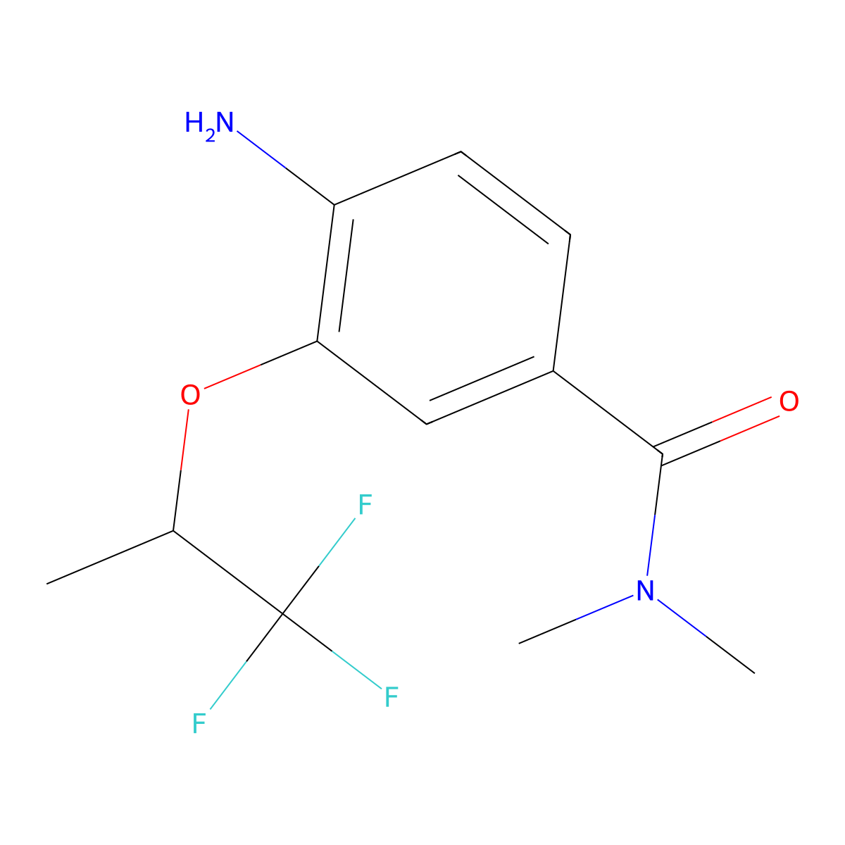 4-Amino-N,N-dimethyl-3-((1,1,1-trifluoropropan-2-yl)oxy)benzamide molecular structure, CAS 1509183-62-3