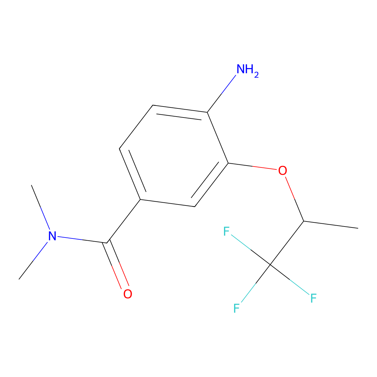 4-Amino-N,N-dimethyl-3-((1,1,1-trifluoropropan-2-yl)oxy)benzamide molecular structure, CAS 1509183-62-3
