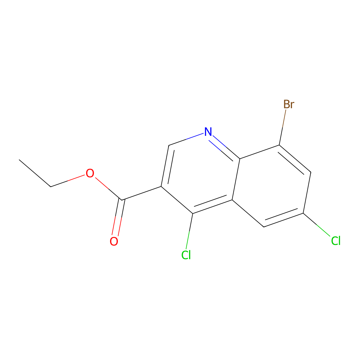 Ethyl 8-bromo-4,6-dichloroquinoline-3-carboxylate molecular structure, CAS 1509191-80-3