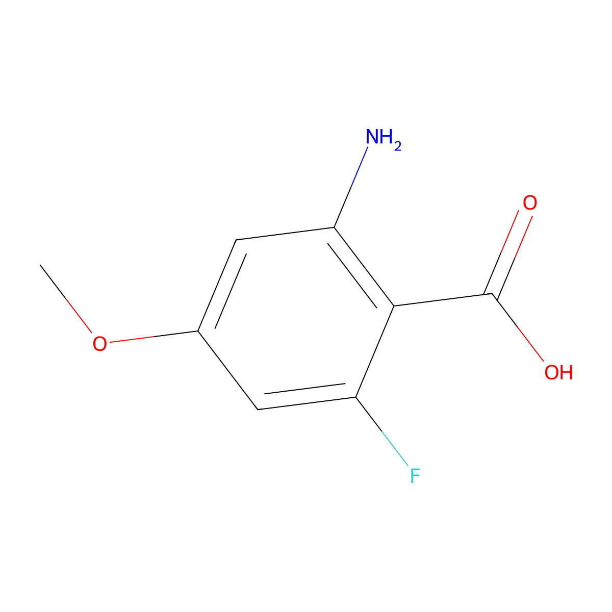 2-Amino-6-fluoro-4-methoxybenzoic acid molecular structure, CAS 1509199-36-3