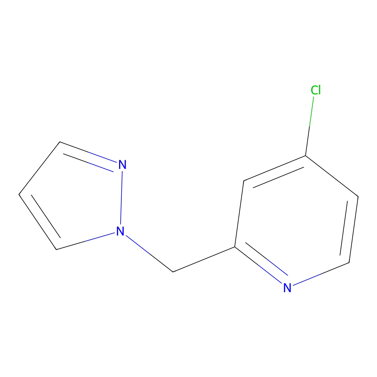 4-chloro-2-[(1H-pyrazol-1-yl)methyl]pyridine molecular structure, CAS 1509201-32-4