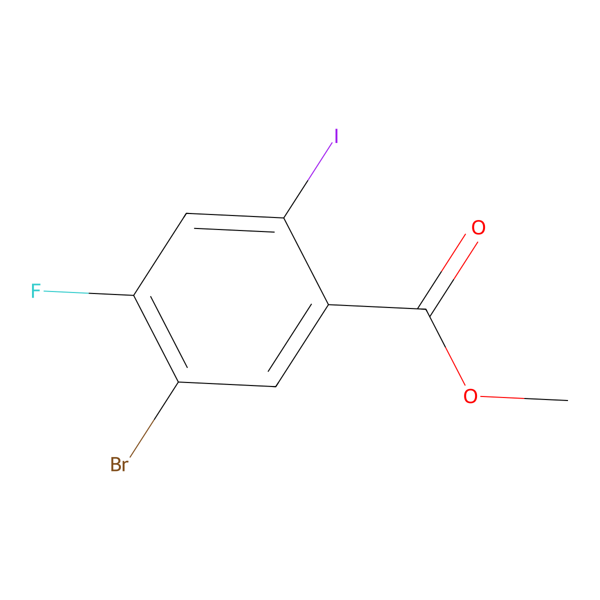 Methyl 5-bromo-4-fluoro-2-iodobenzoate molecular structure, CAS 1509204-33-4