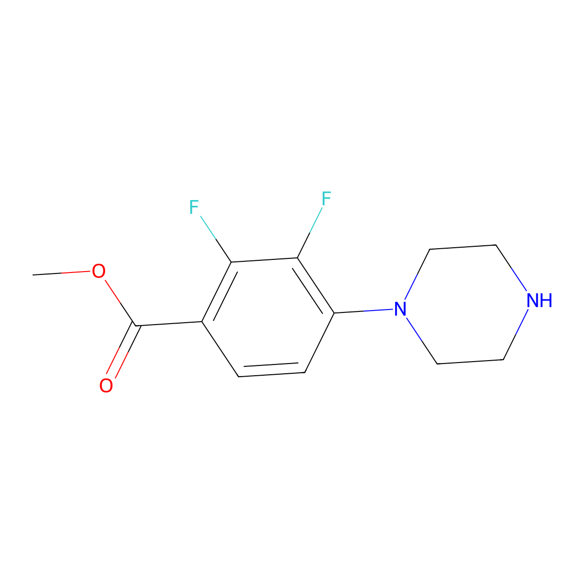 Methyl 2,3-difluoro-4-(piperazin-1-yl)benzoate molecular structure, CAS 1509222-60-9
