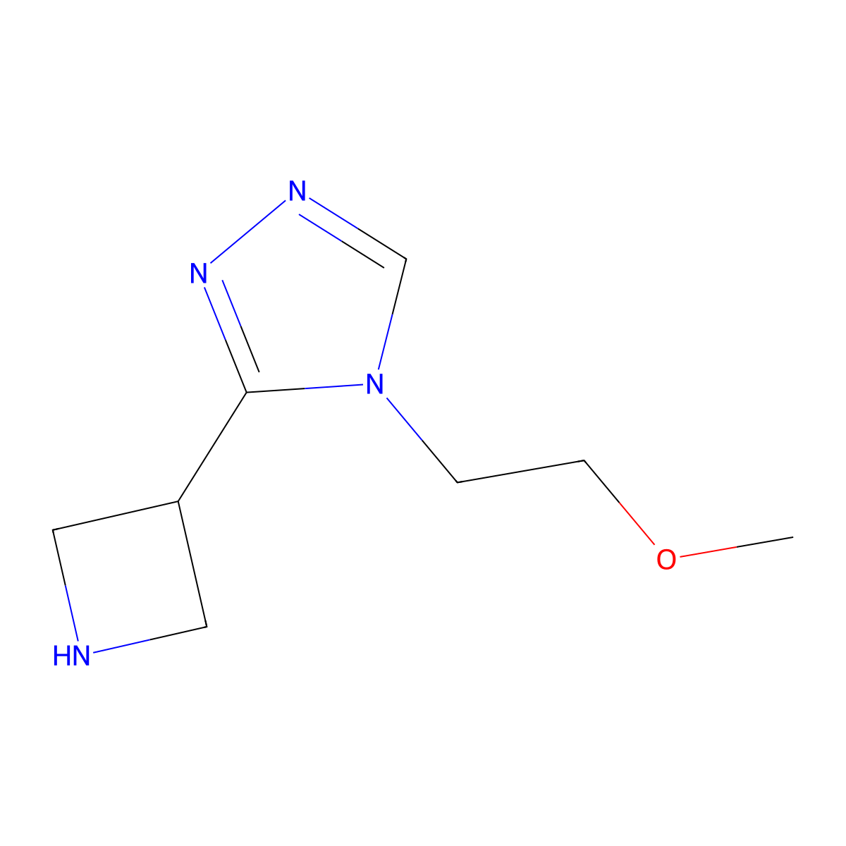3-(azetidin-3-yl)-4-(2-methoxyethyl)-4H-1,2,4-triazole molecular structure, CAS 1509256-53-4