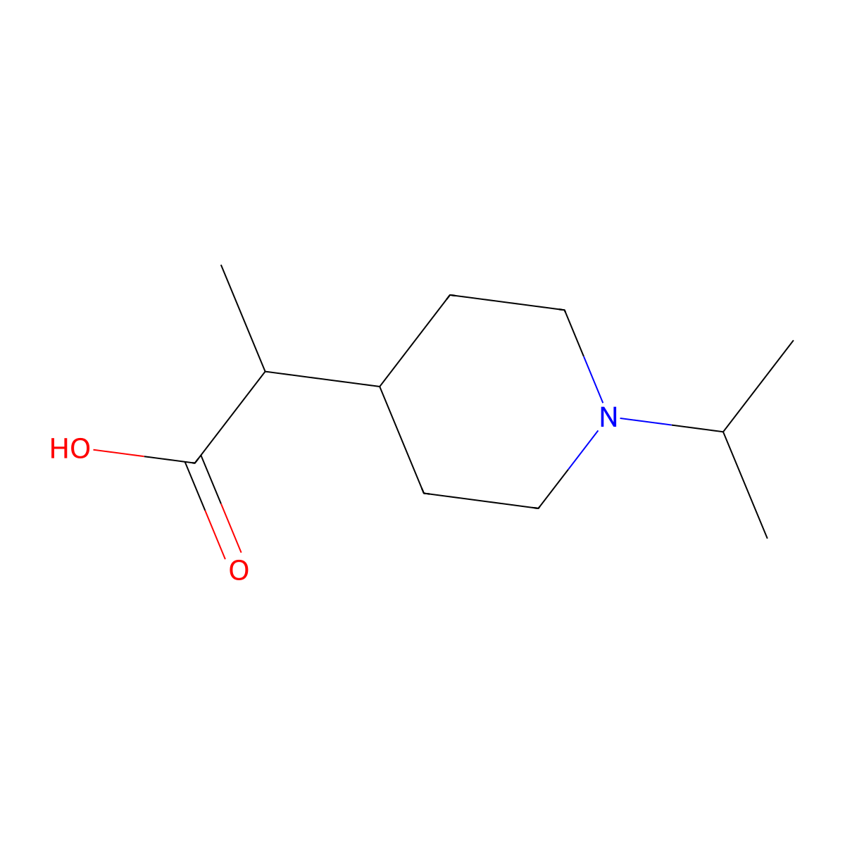 2-[1-(Propan-2-yl)piperidin-4-yl]propanoic acid molecular structure, CAS 1509261-22-6