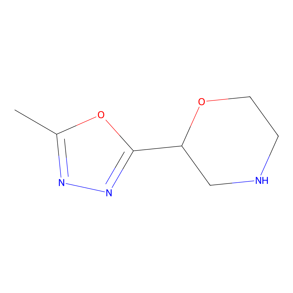 2-(5-Methyl-1,3,4-oxadiazol-2-yl)morpholine molecular structure, CAS 1509286-40-1