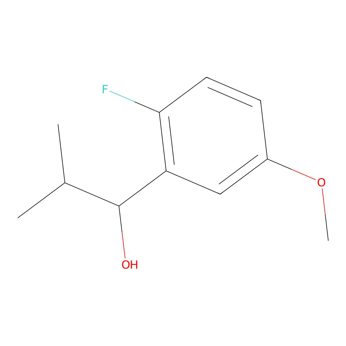 1-(2-Fluoro-5-methoxyphenyl)-2-methylpropan-1-ol molecular structure, CAS 1509294-36-3
