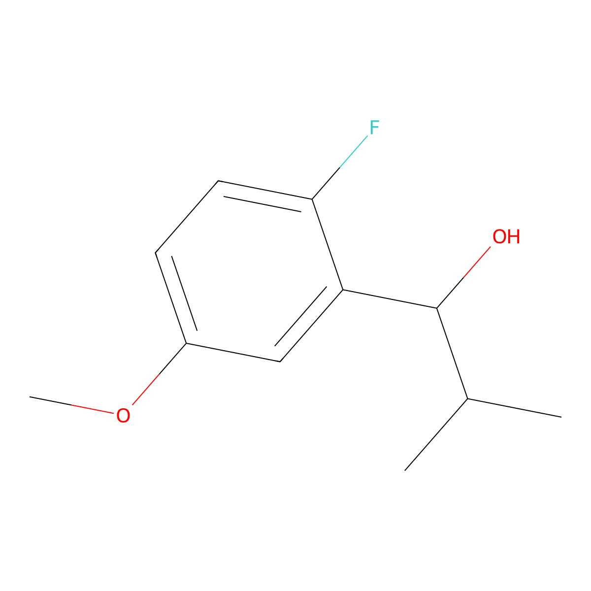 1-(2-Fluoro-5-methoxyphenyl)-2-methylpropan-1-ol molecular structure, CAS 1509294-36-3