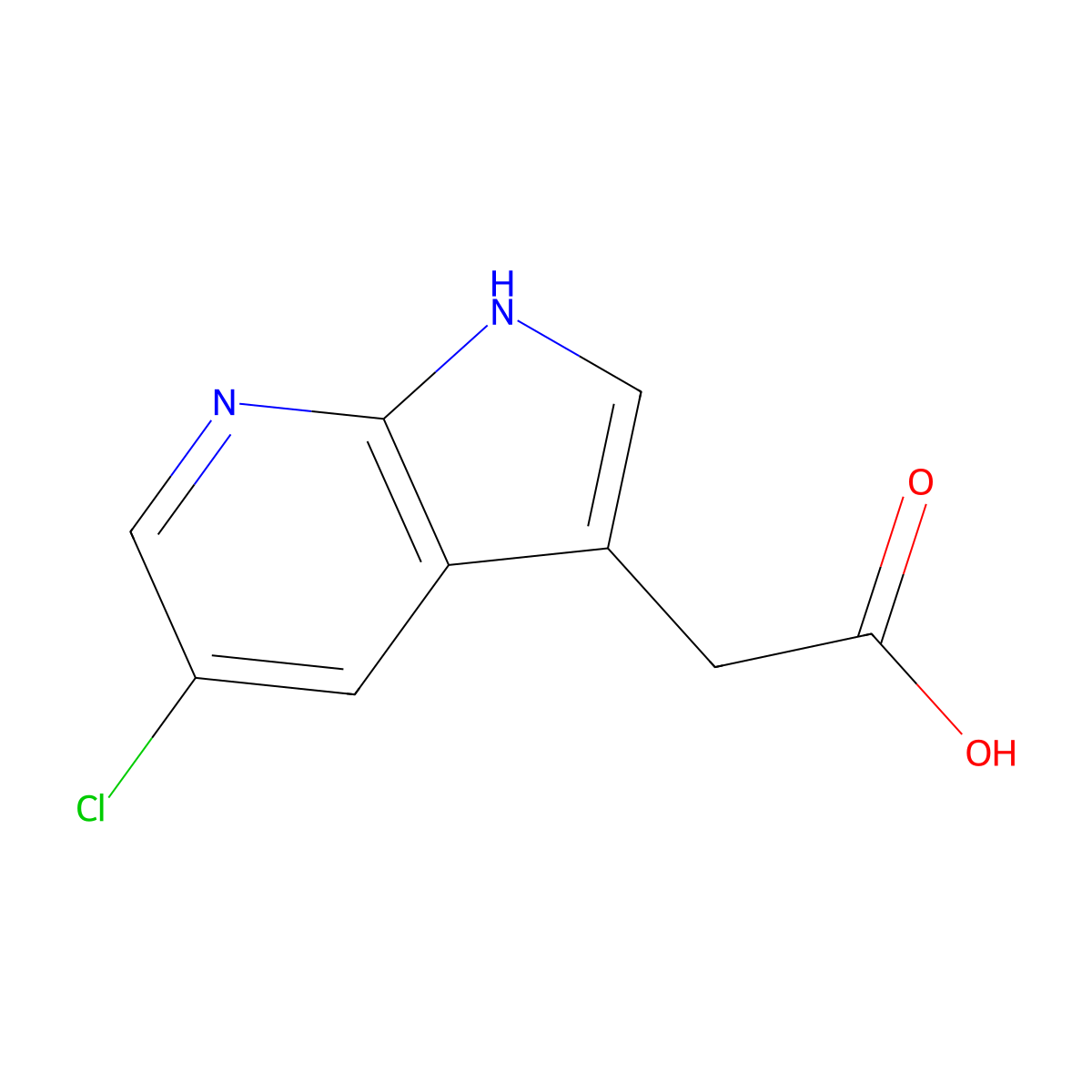 2-(5-chloro-1H-pyrrolo[2,3-b]pyridin-3-yl)acetic acid molecular structure, CAS 1509295-64-0
