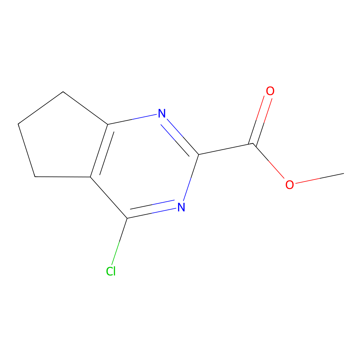 methyl 4-chloro-5H,6H,7H-cyclopenta(d)pyrimidine-2-carboxylate molecular structure, CAS 1509338-85-5
