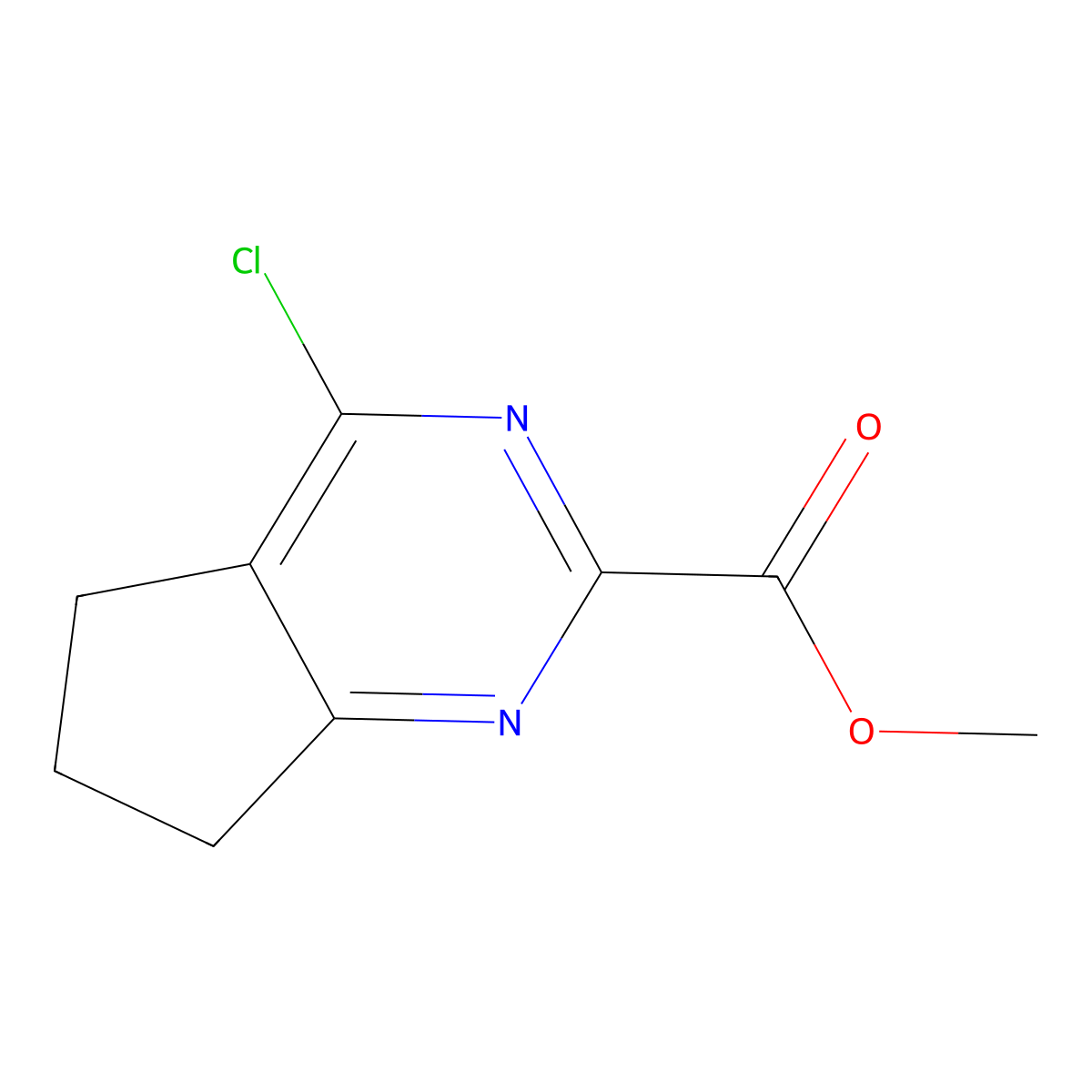 methyl 4-chloro-5H,6H,7H-cyclopenta(d)pyrimidine-2-carboxylate molecular structure, CAS 1509338-85-5