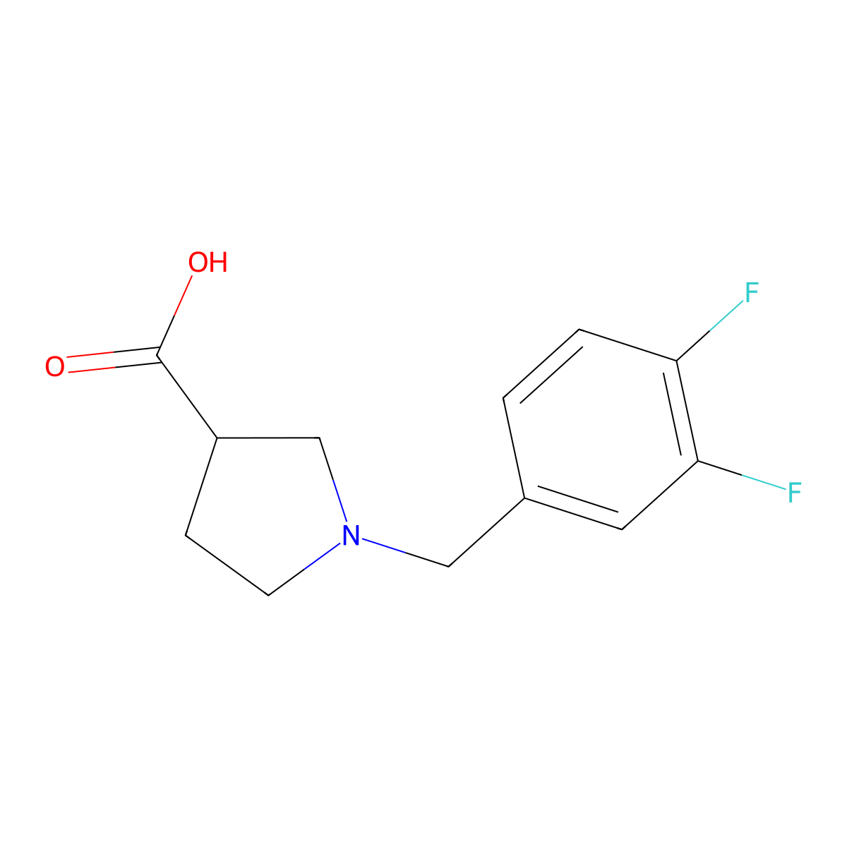 1-[(3,4-Difluorophenyl)methyl]pyrrolidine-3-carboxylic acid molecular structure, CAS 1509342-16-8