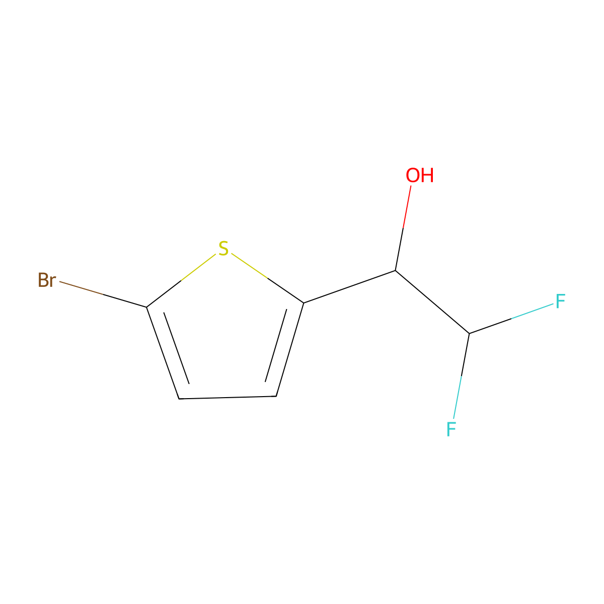 1-(5-Bromothiophen-2-yl)-2,2-difluoroethan-1-ol molecular structure, CAS 1509351-37-4