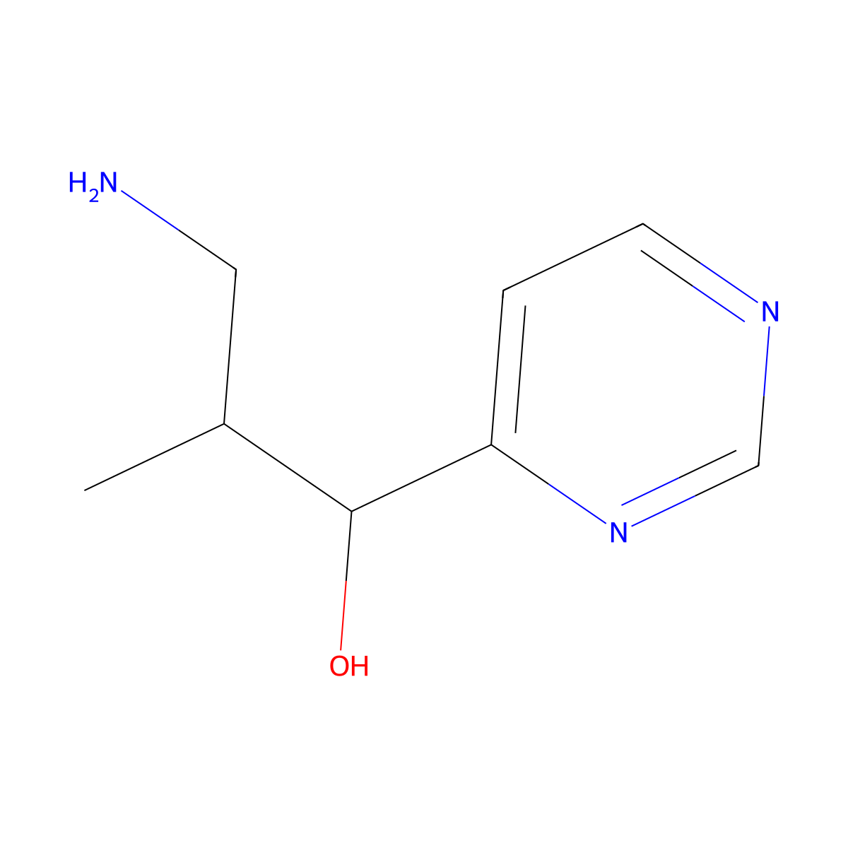 3-Amino-2-methyl-1-(pyrimidin-4-yl)propan-1-ol molecular structure, CAS 1509353-44-9