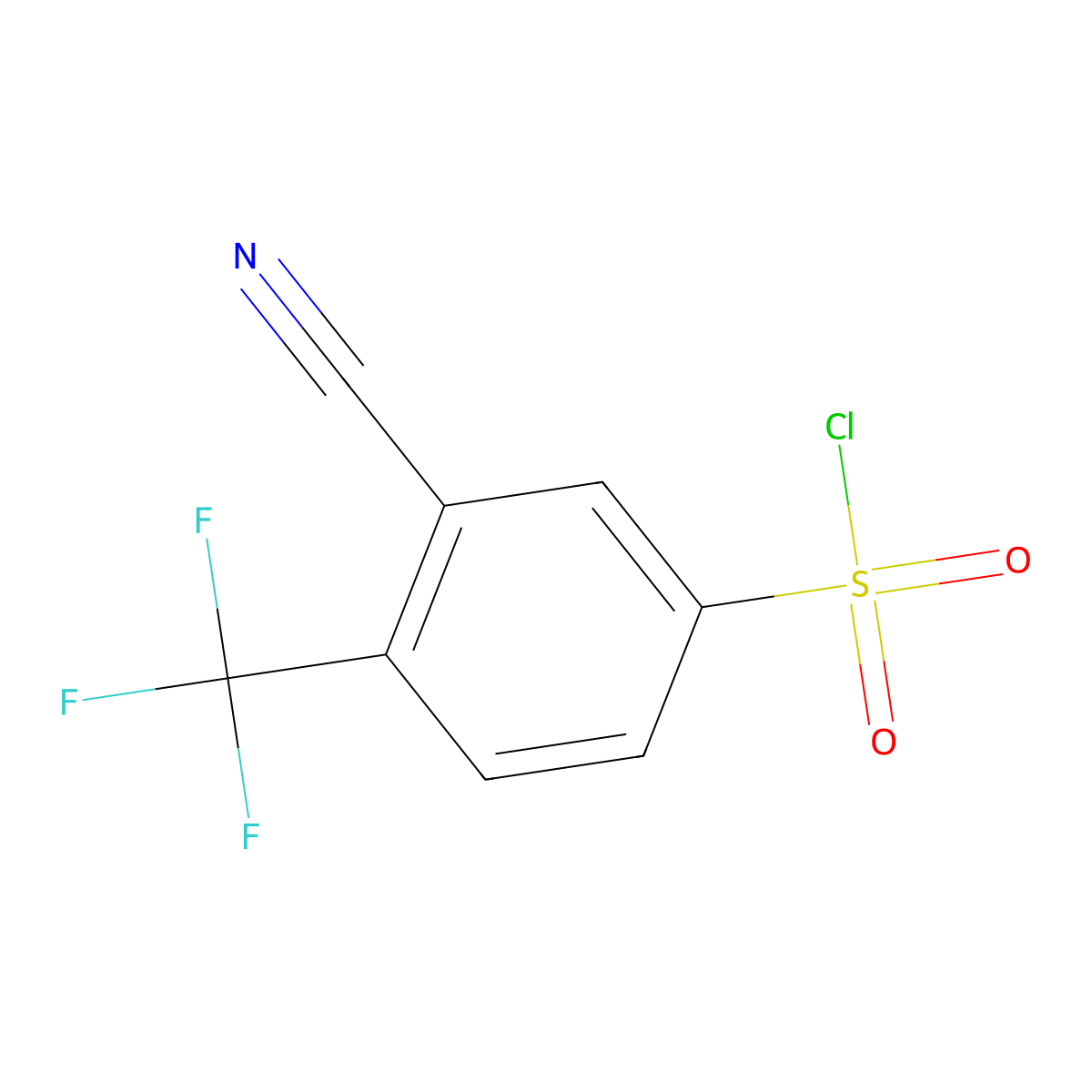 3-Cyano-4-(trifluoromethyl)benzene-1-sulfonyl chloride molecular structure, CAS 1509366-76-0