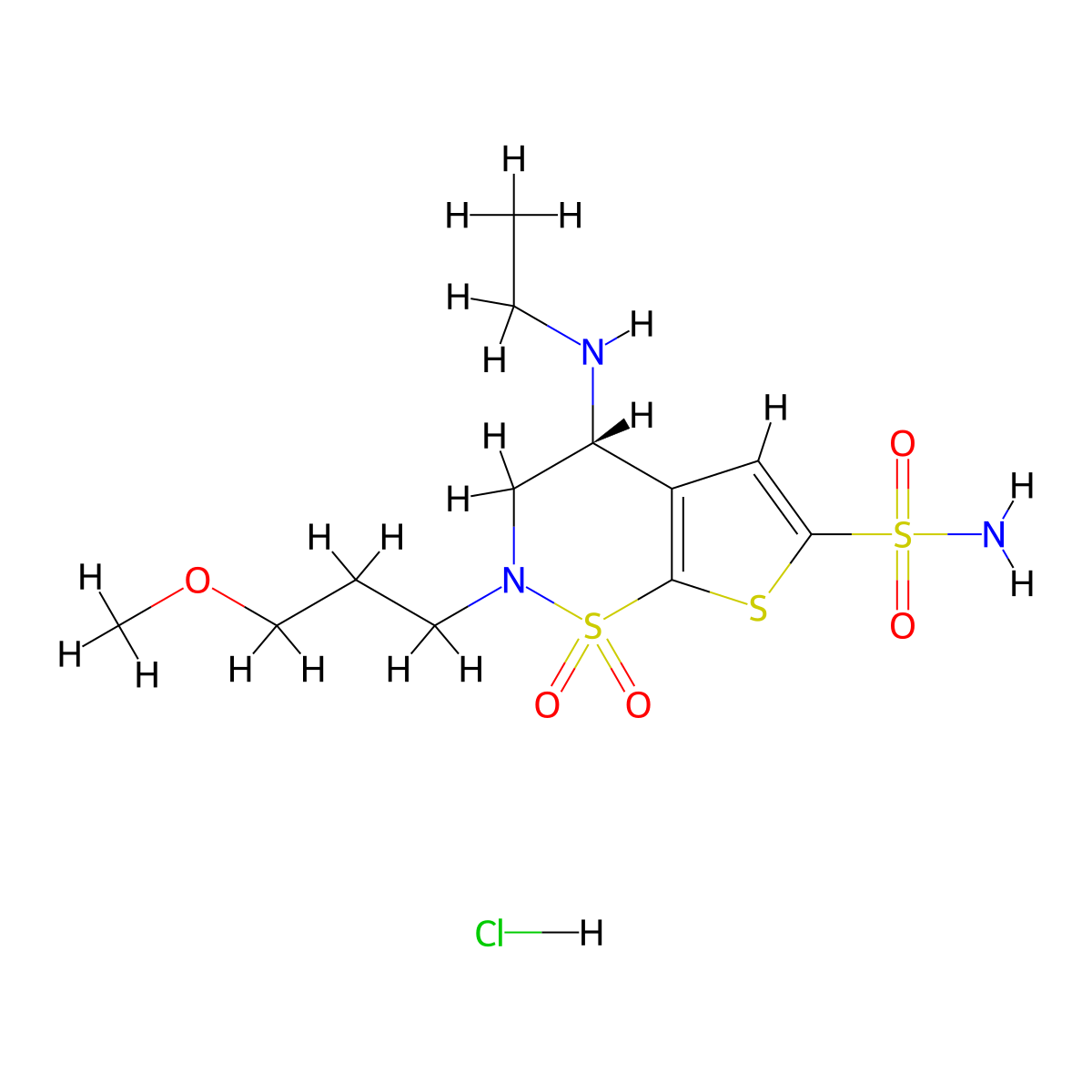 Brinzolamide hydrochloride molecular structure, CAS 150937-43-2