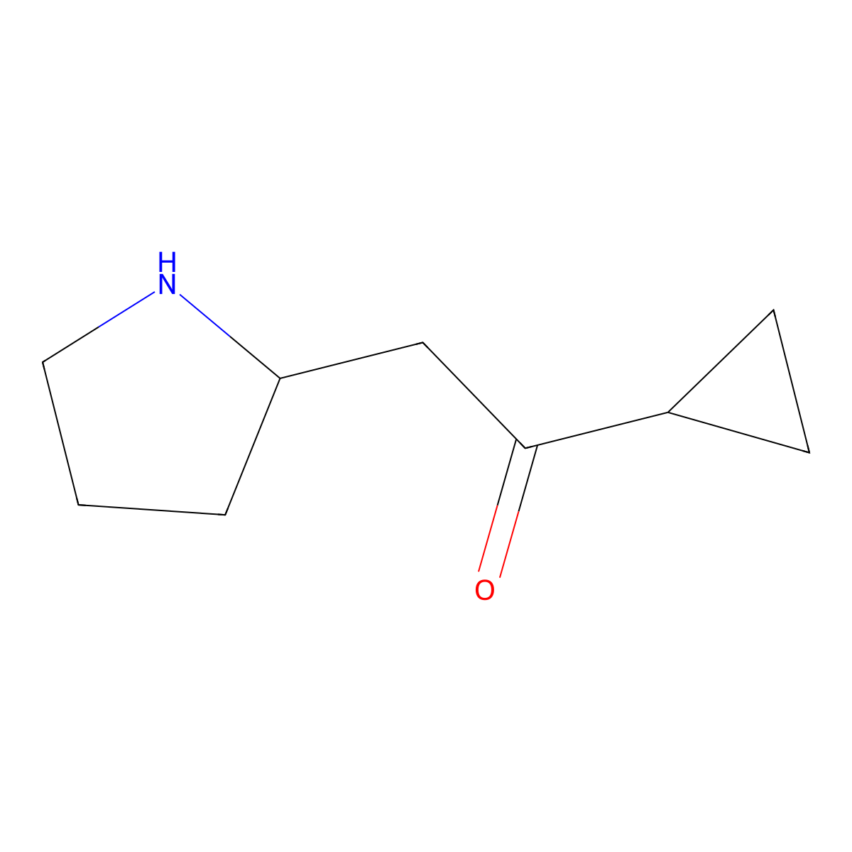 1-Cyclopropyl-2-(pyrrolidin-2-yl)ethan-1-one molecular structure, CAS 1509380-33-9