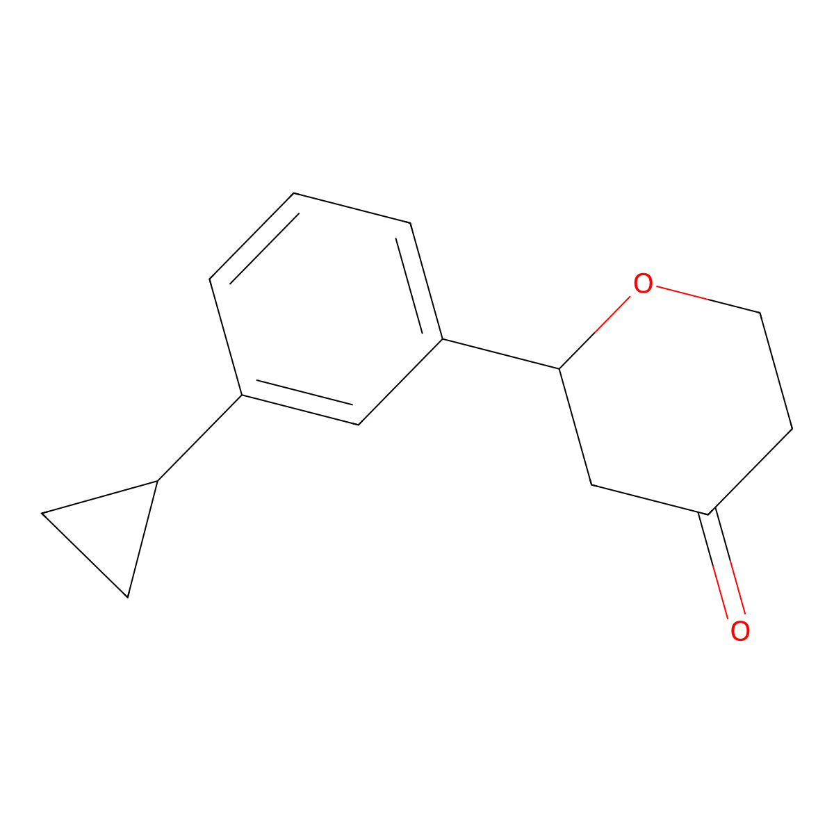2-(3-cyclopropylphenyl)tetrahydro-4H-pyran-4-one molecular structure, CAS 1509390-08-2