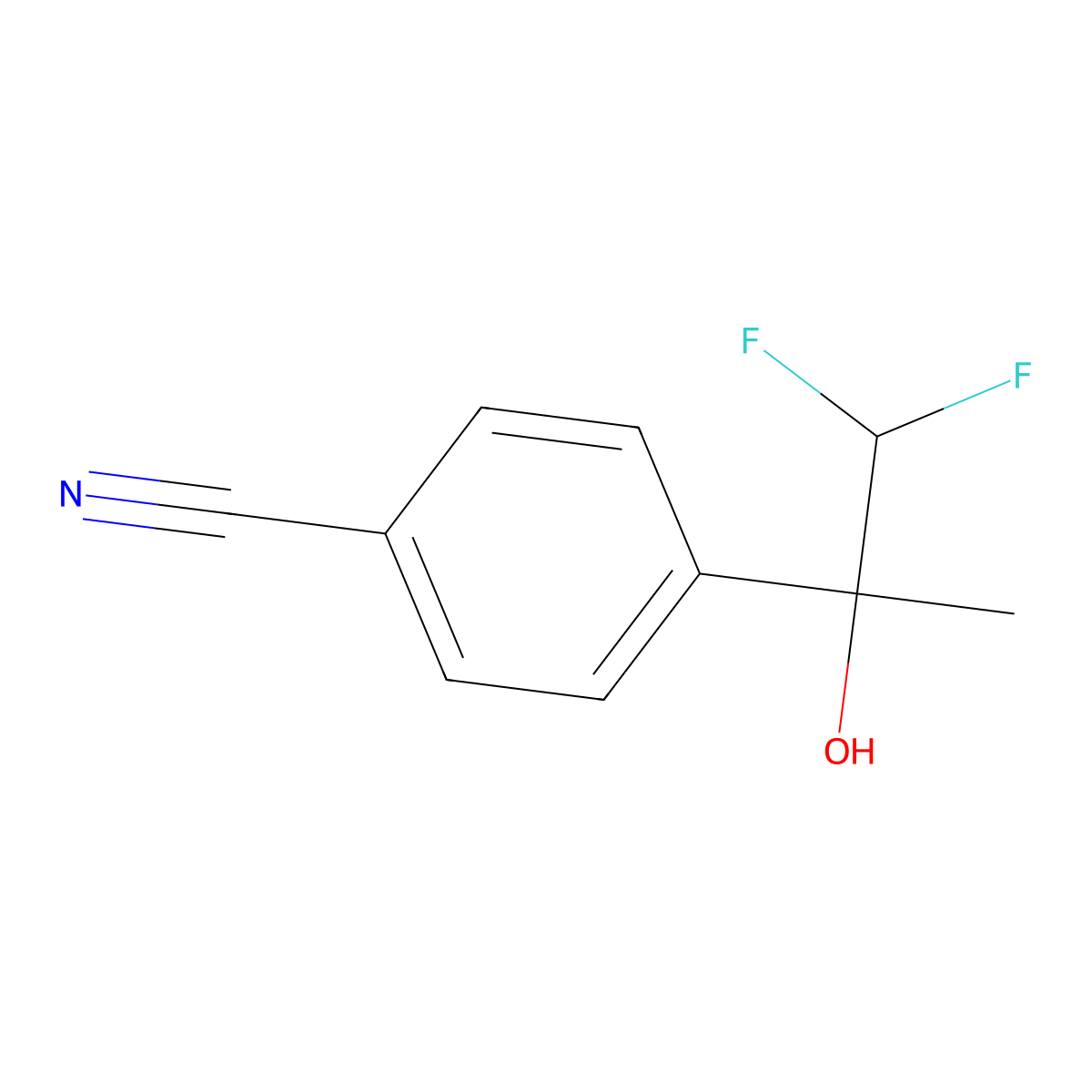 4-(1,1-Difluoro-2-hydroxypropan-2-yl)benzonitrile molecular structure, CAS 1509390-72-0