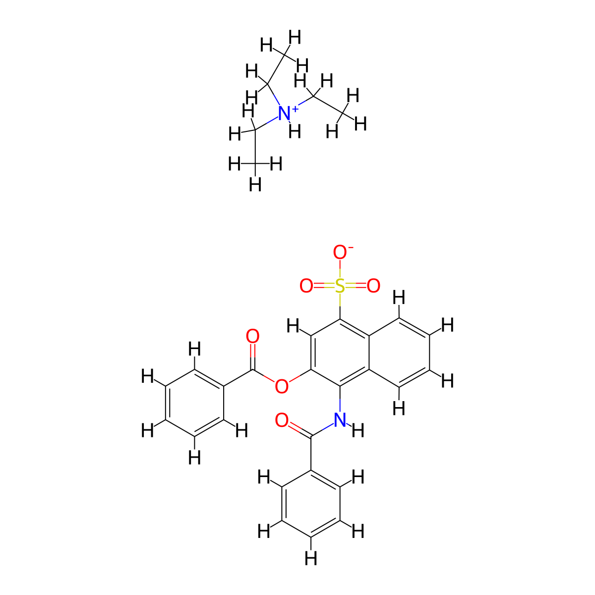 Triethylazanium 4-benzamido-3-(benzoyloxy)naphthalene-1-sulfonate molecular structure, CAS 150940-69-5