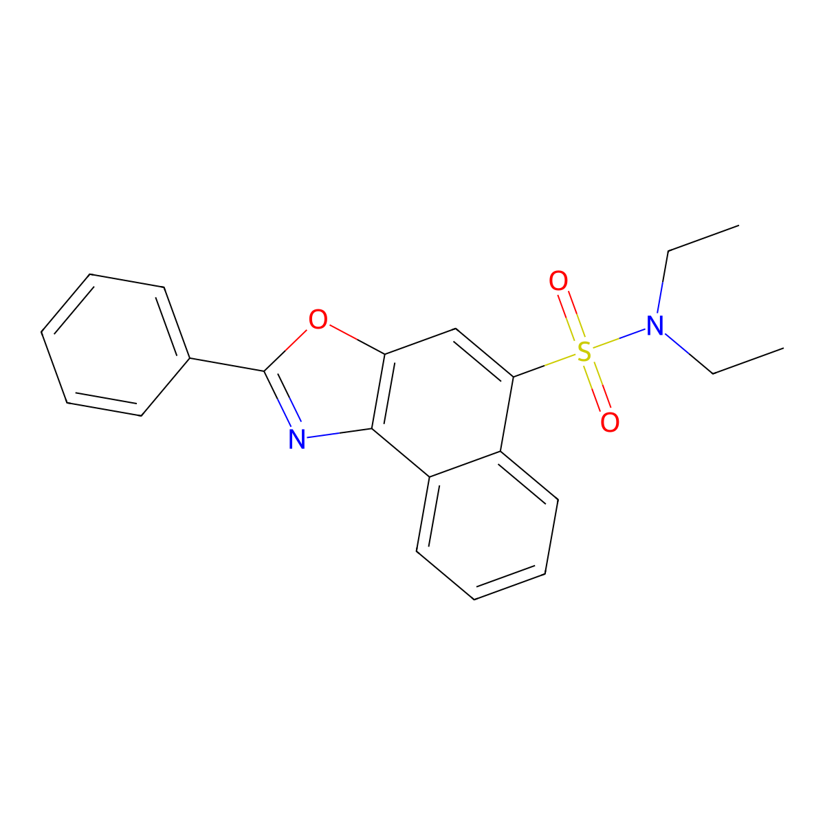 N,N-Diethyl-2-phenylnaphtho[1,2-d][1,3]oxazole-5-sulfonamide molecular structure, CAS 150940-70-8