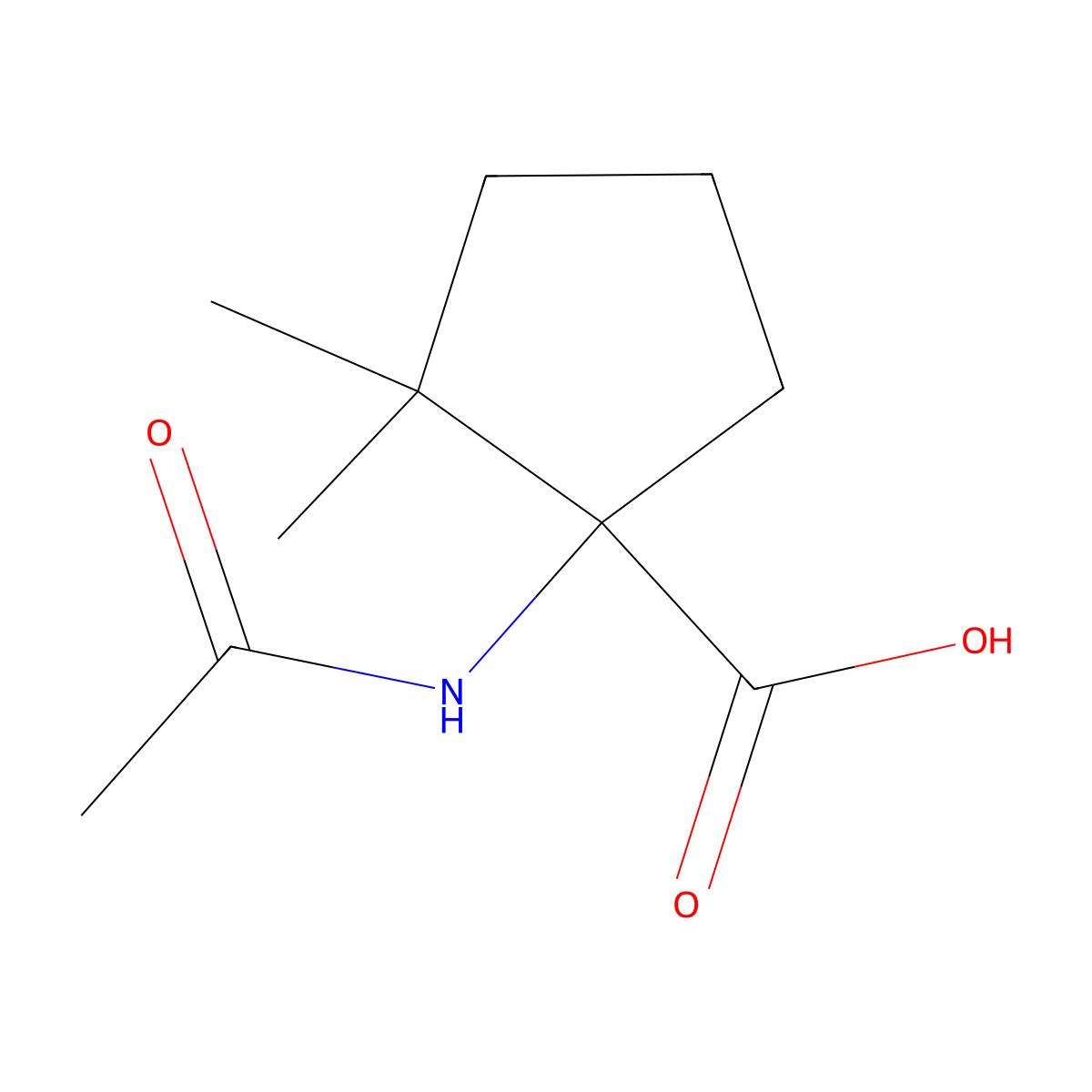1-Acetamido-2,2-dimethylcyclopentane-1-carboxylic acid molecular structure, CAS 1509409-03-3