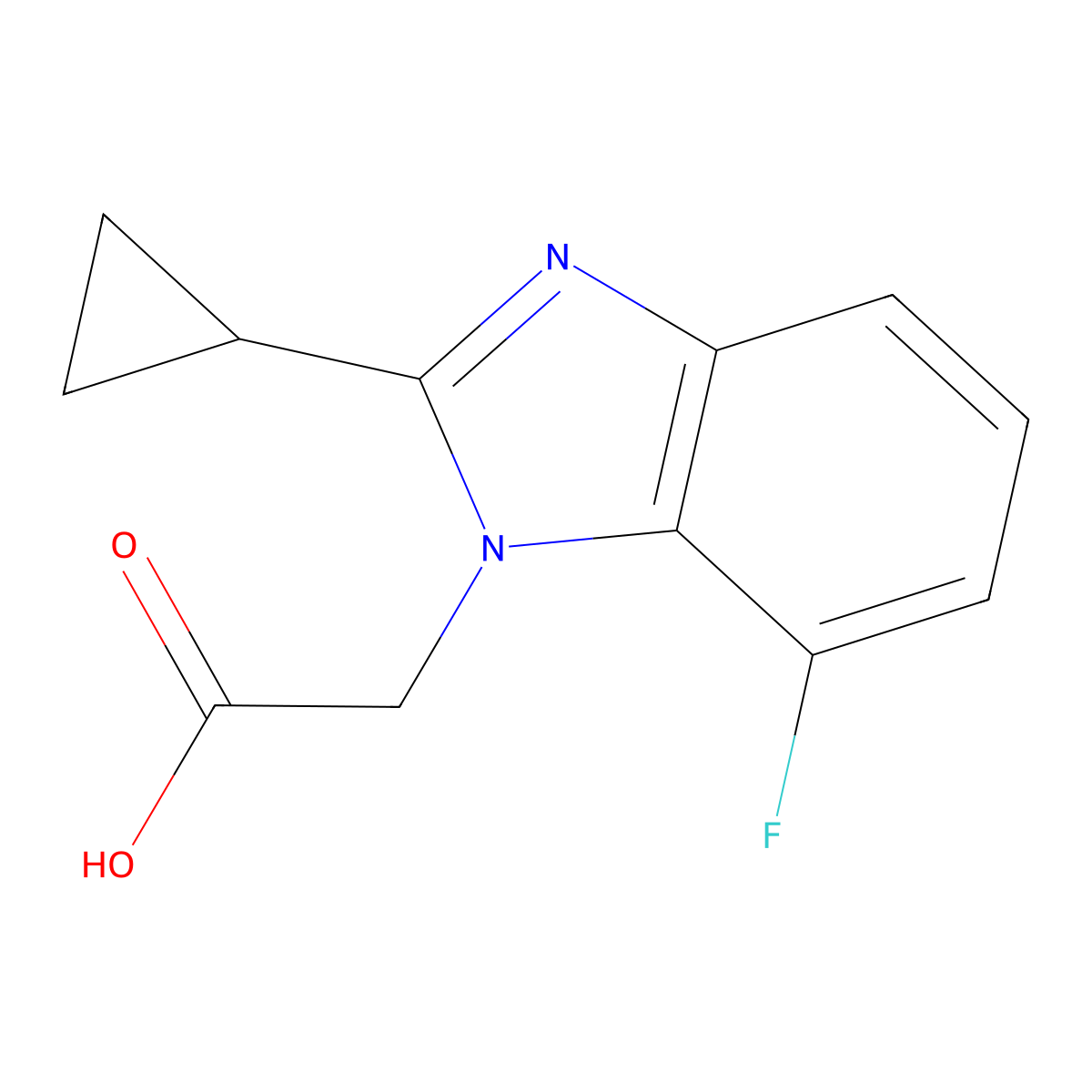 2-(2-Cyclopropyl-7-fluoro-1H-1,3-benzodiazol-1-yl)acetic acid molecular structure, CAS 1509413-45-9