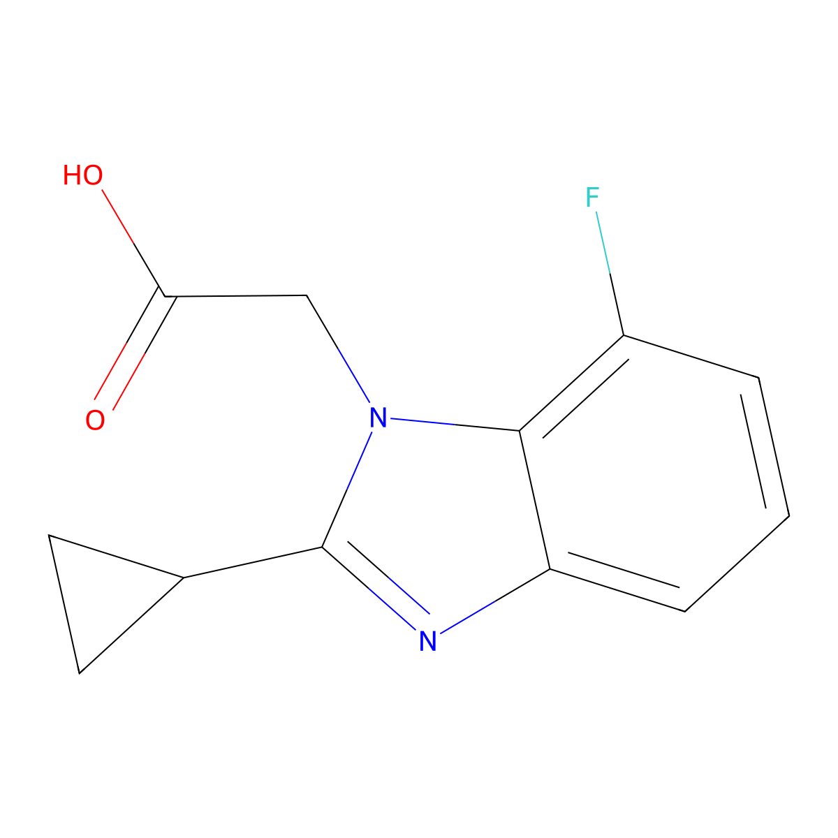 2-(2-Cyclopropyl-7-fluoro-1H-1,3-benzodiazol-1-yl)acetic acid molecular structure, CAS 1509413-45-9