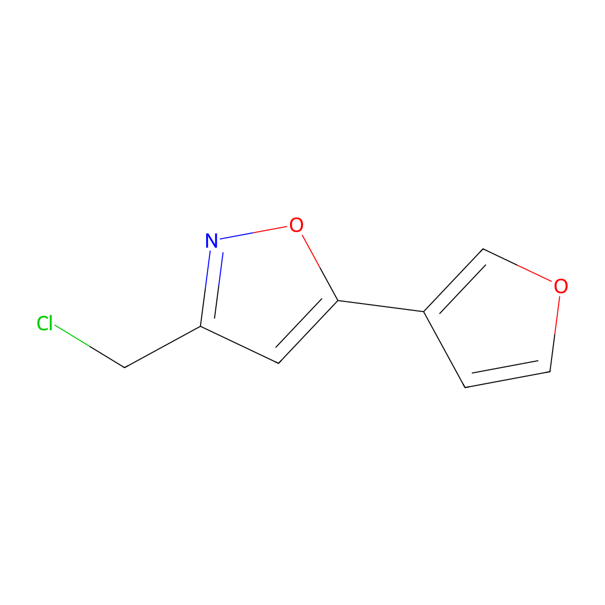 3-(Chloromethyl)-5-(furan-3-yl)-1,2-oxazole molecular structure, CAS 1509418-81-8