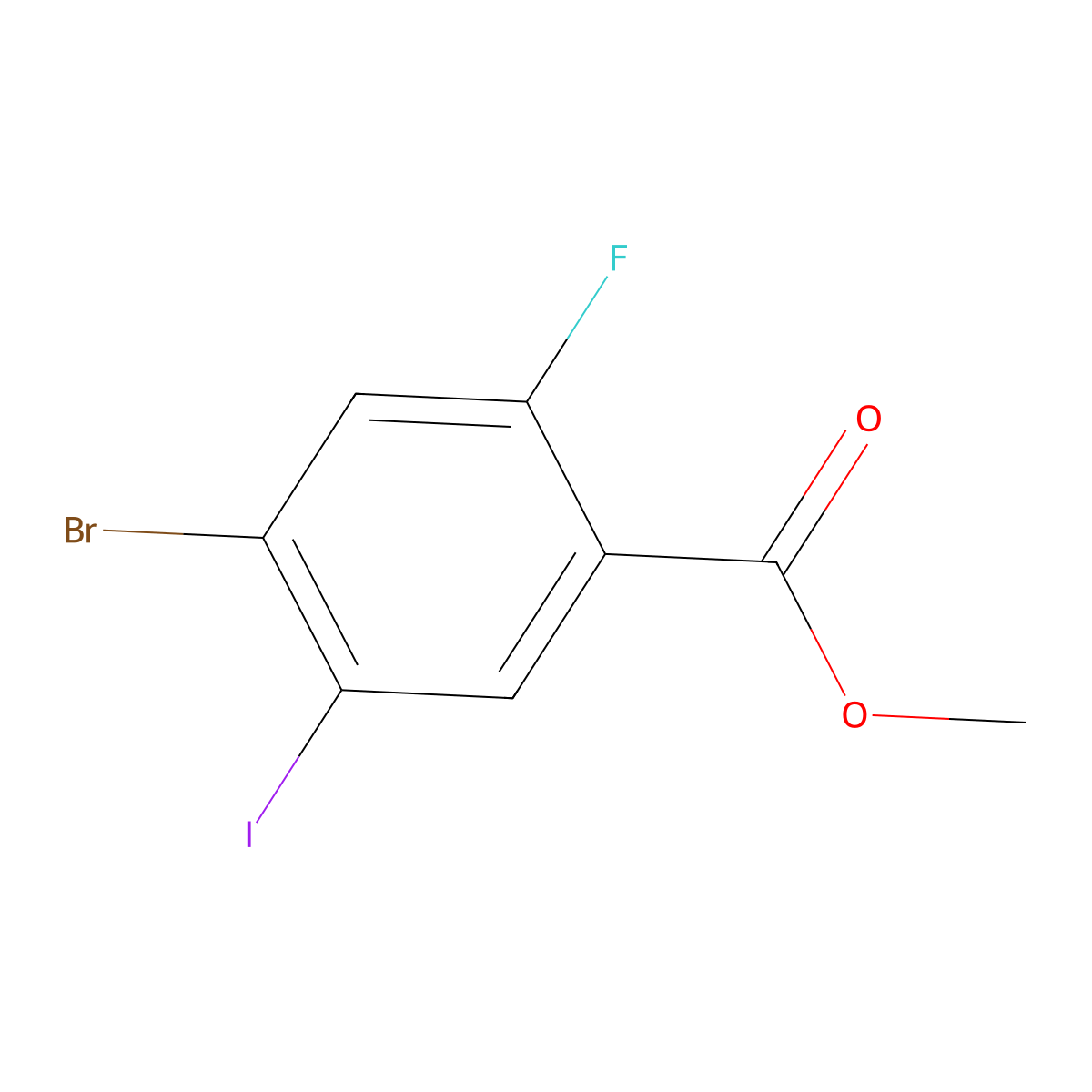 Methyl 4-bromo-2-fluoro-5-iodobenzoate molecular structure, CAS 1509454-55-0