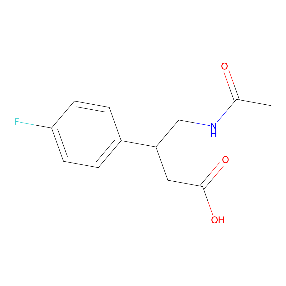 4-Acetamido-3-(4-fluorophenyl)butanoic acid molecular structure, CAS 1509467-63-3