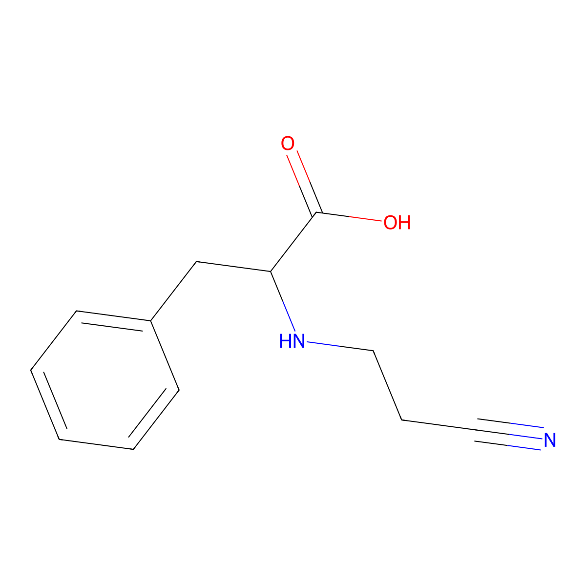 2-[(2-Cyanoethyl)amino]-3-phenylpropanoic acid molecular structure, CAS 15095-74-6