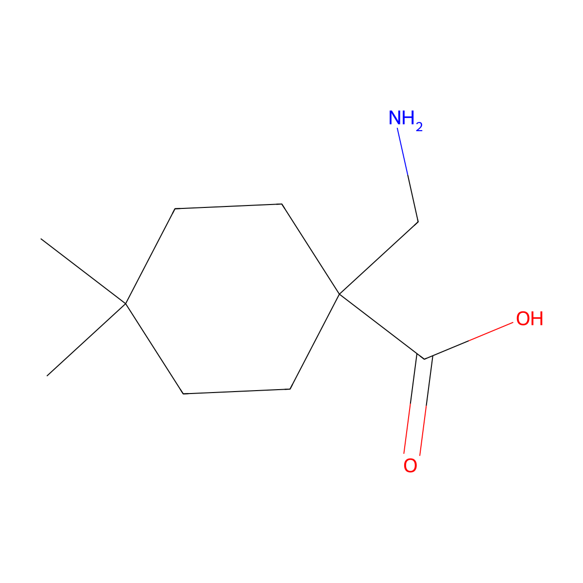 1-(Aminomethyl)-4,4-dimethylcyclohexane-1-carboxylic acid molecular structure, CAS 1509522-42-2