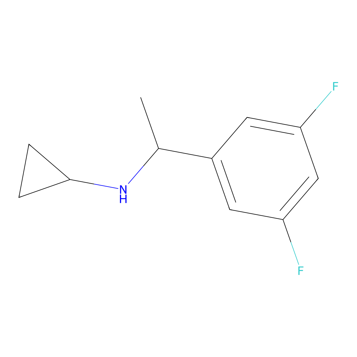 N-[1-(3,5-difluorophenyl)ethyl]cyclopropanamine molecular structure, CAS 1509526-43-5
