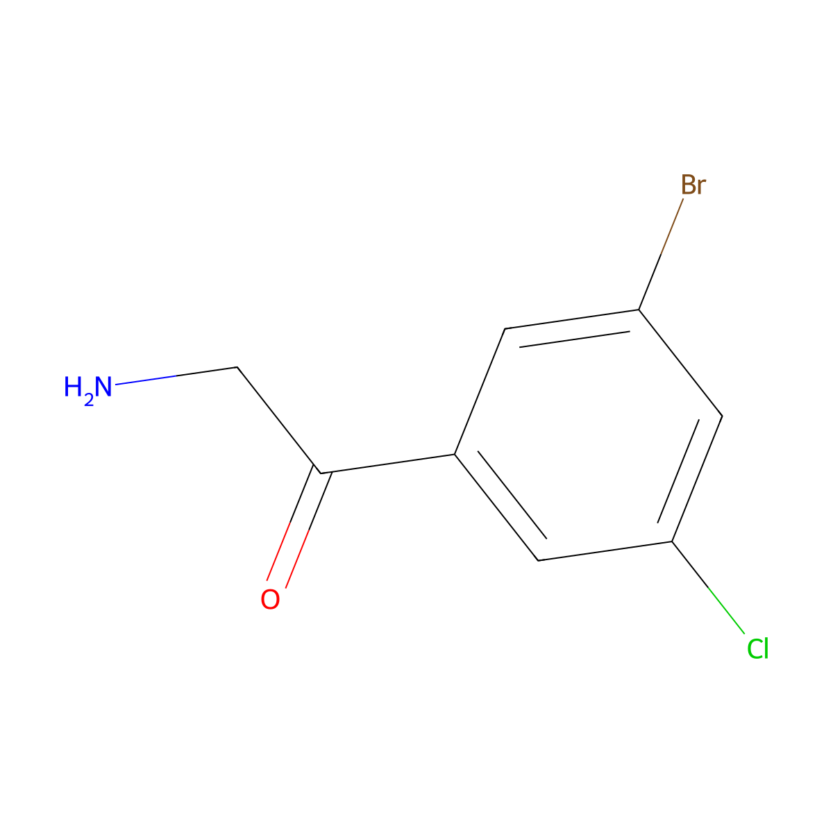2-Amino-1-(3-bromo-5-chlorophenyl)ethan-1-one molecular structure, CAS 1509528-95-3