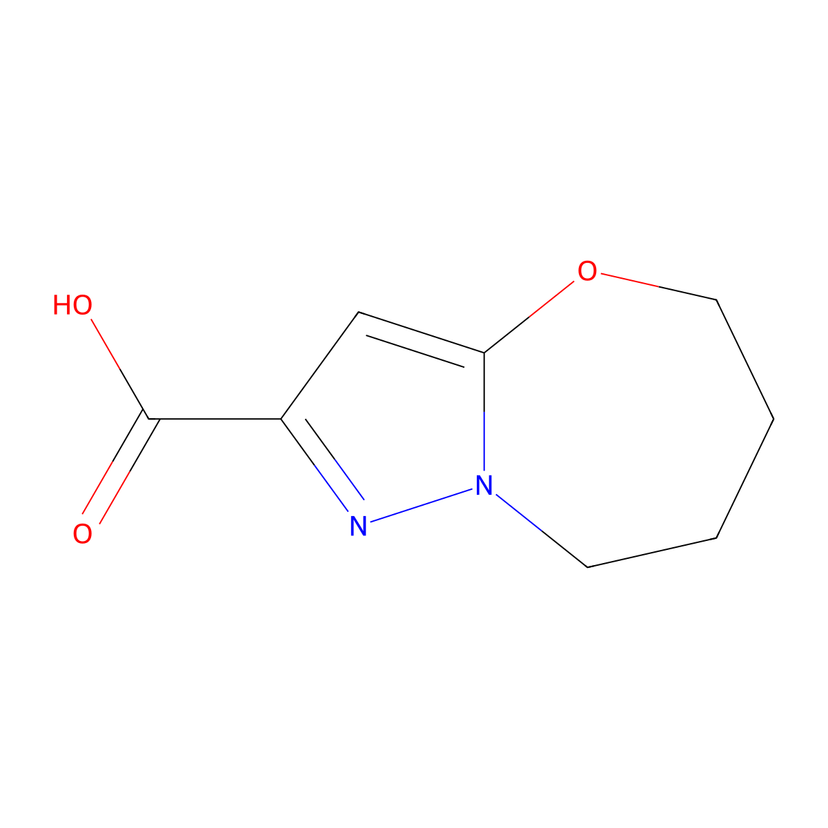 5,6,7,8-Tetrahydropyrazolo[5,1-b][1,3]oxazepine-2-carboxylic acid molecular structure, CAS 1509569-48-5