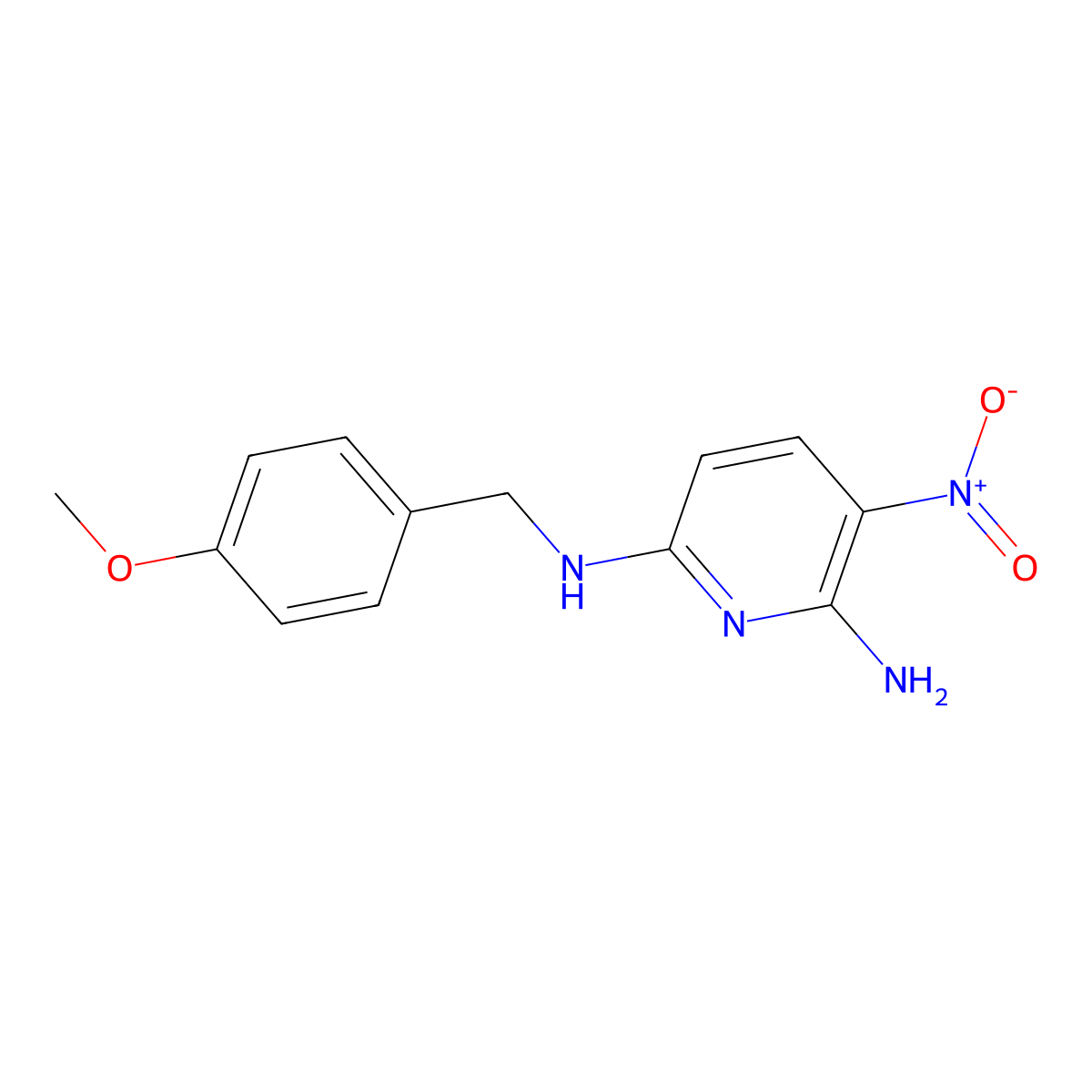 N2-[(4-methoxyphenyl)methyl]-5-nitropyridine-2,6-diamine molecular structure, CAS 1509581-28-5