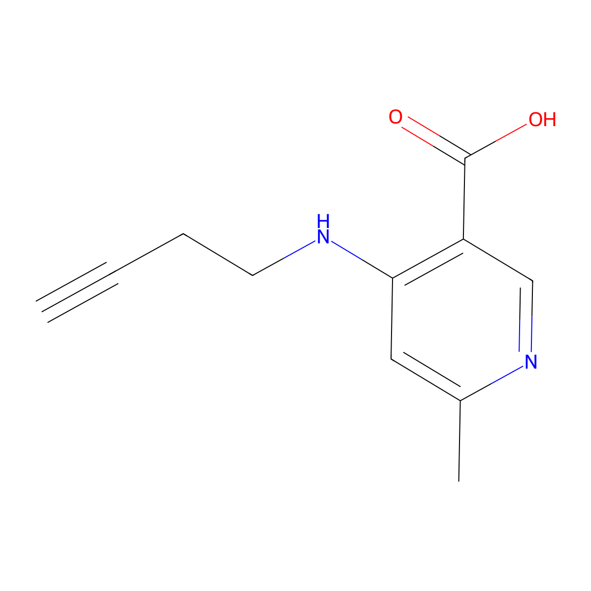 4-[(But-3-yn-1-yl)amino]-6-methylpyridine-3-carboxylic acid molecular structure, CAS 1509598-40-6