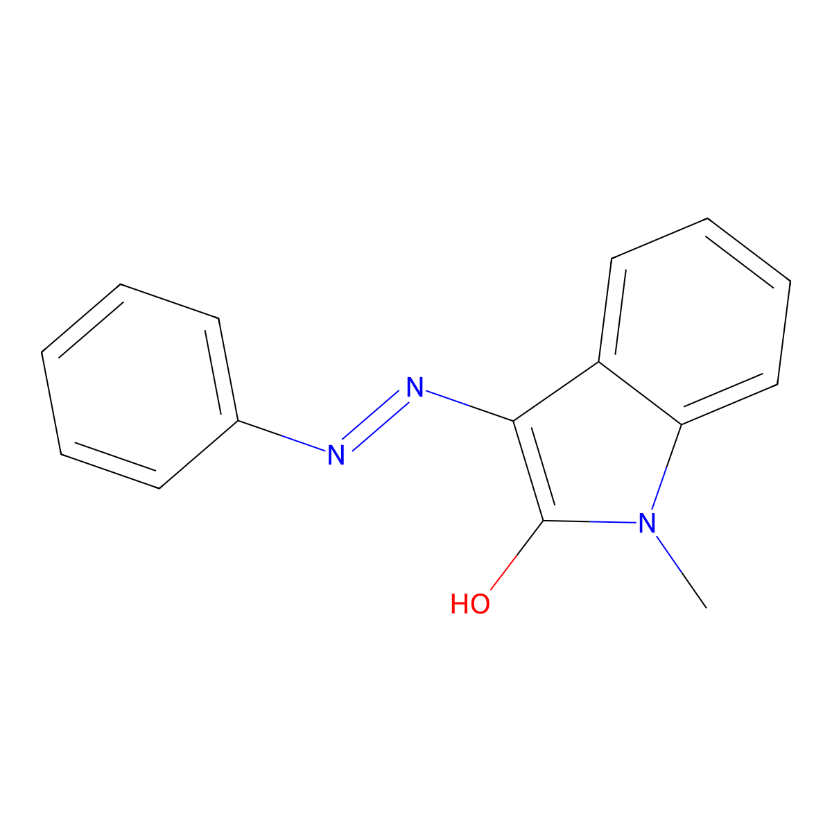 1-Methyl-3-(phenyl-hydrazono)-1,3-dihydro-indol-2-one molecular structure, CAS 15096-16-9