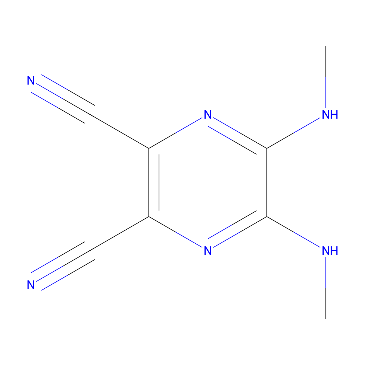 5,6-Bis(methylamino)pyrazine-2,3-dicarbonitrile molecular structure, CAS 150960-06-8