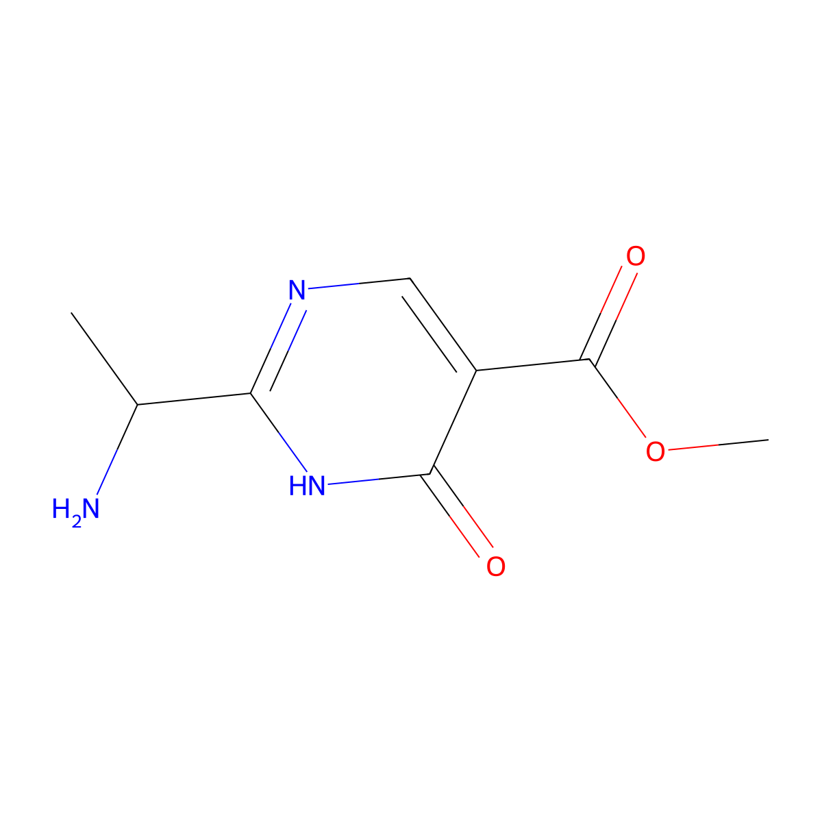 Methyl 2-(1-aminoethyl)-6-oxo-1,6-dihydropyrimidine-5-carboxylate molecular structure, CAS 1509601-20-0