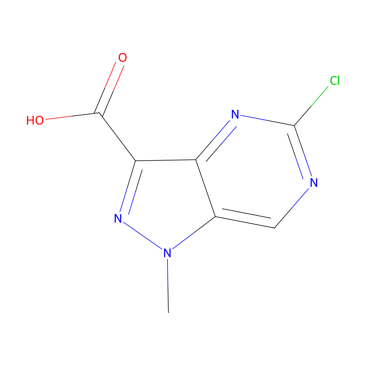 5-Chloro-1-methyl-1H-pyrazolo[4,3-d]pyrimidine-3-carboxylic acid molecular structure, CAS 1509620-74-9